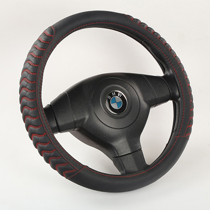 Microfiber Leather Car Steering Wheel Cover, Soft Padding, Durable, No Smell, Universal  Steering Cover, Anti-slip stitch line .